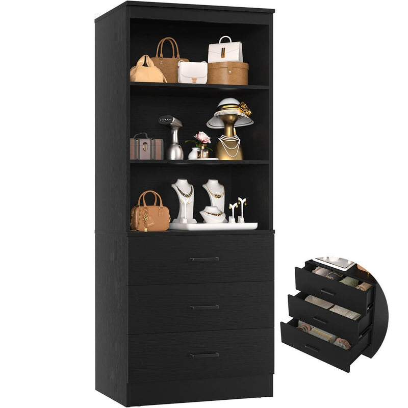 23.6" Wooden Closet Drawers System, with 3 Wooden Drawers