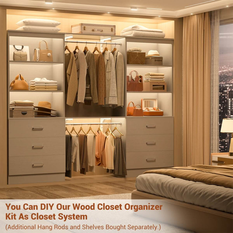 47.2" Wooden Closet Drawers System with 6 Wooden Drawers