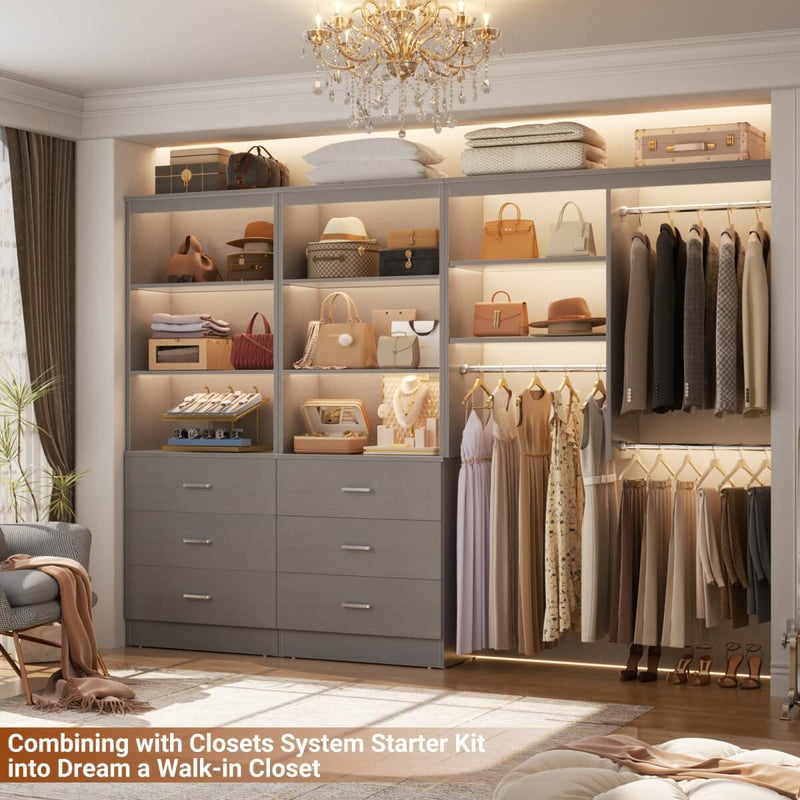 47.2" Wooden Closet Drawers System with 6 Wooden Drawers