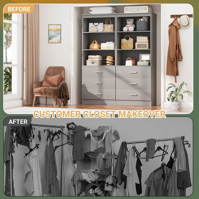 47.2" Wooden Closet Drawers System with 6 Wooden Drawers