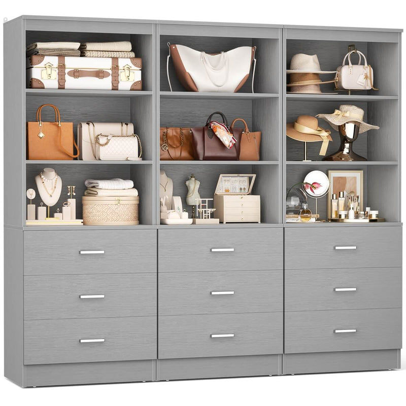 23.6" Wooden Closet Drawers System with 3 Wooden Drawers, Set of 3