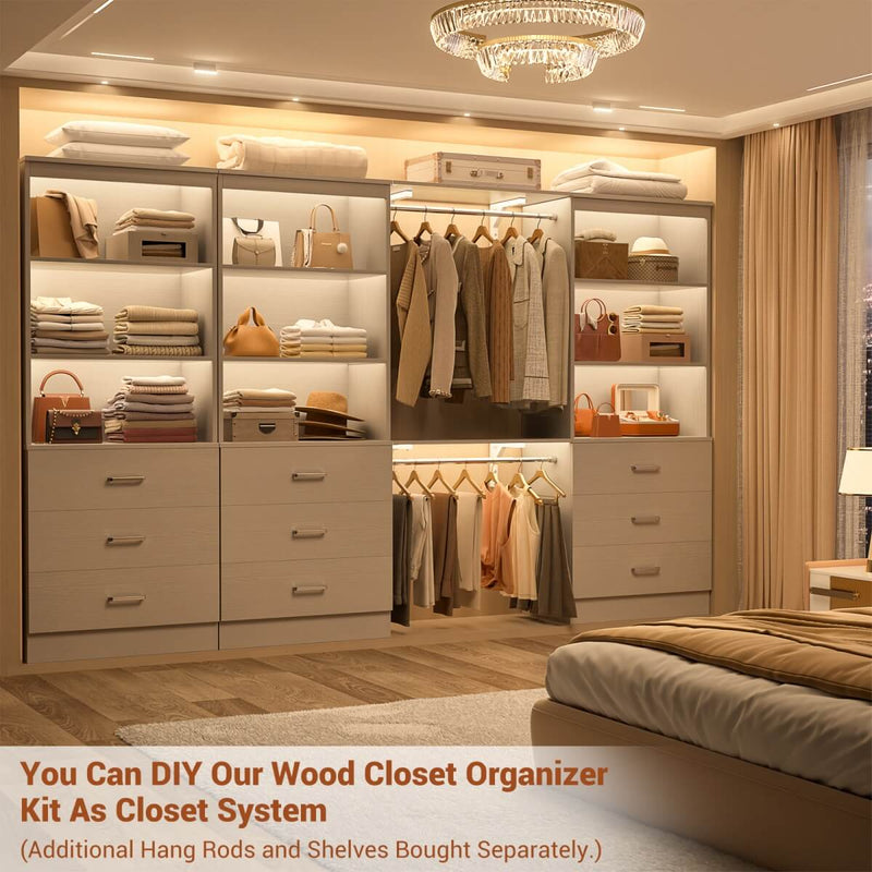 23.6" Wooden Closet Drawers System with 3 Wooden Drawers, Set of 3