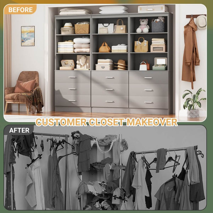 23.6" Wooden Closet Drawers System with 3 Wooden Drawers, Set of 3