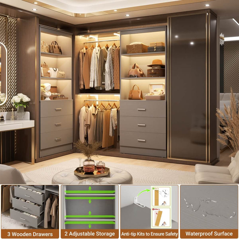 23.6" Wooden Closet Drawers System, with 3 Wooden Drawers