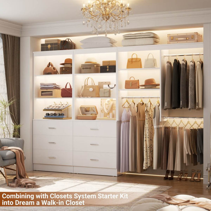 47.2" Wooden Closet Drawers System with 6 Wooden Drawers