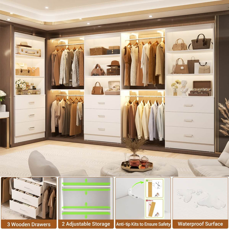 23.6" Wooden Closet Drawers System with 3 Wooden Drawers, Set of 3