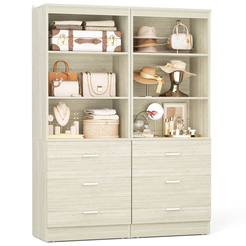 47.2" Wooden Closet Drawers System with 6 Wooden Drawers