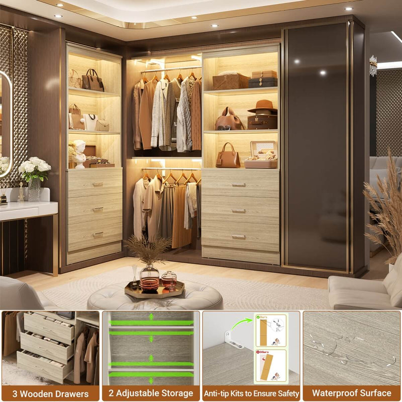 47.2" Wooden Closet Drawers System with 6 Wooden Drawers