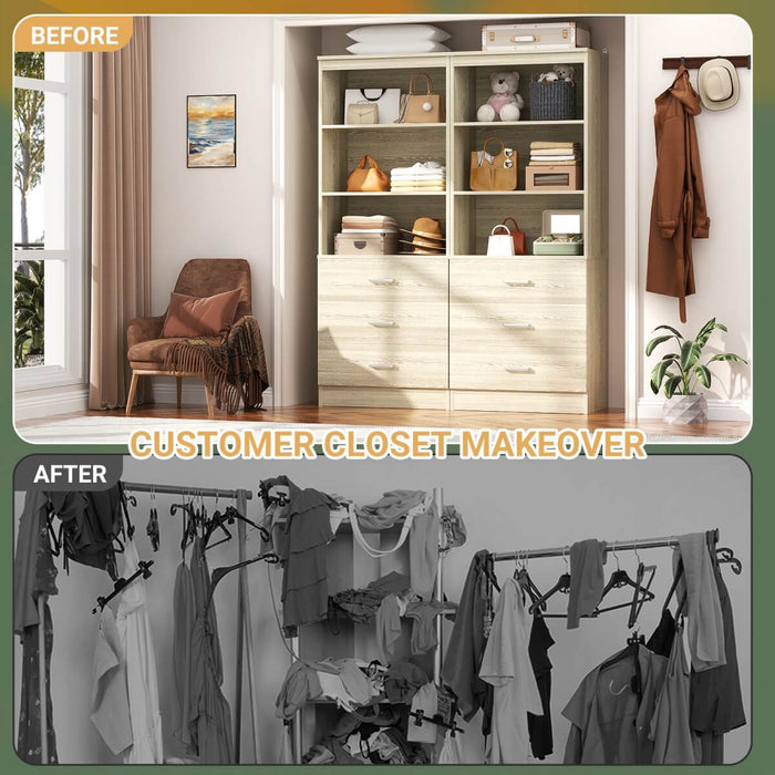 47.2" Wooden Closet Drawers System with 6 Wooden Drawers