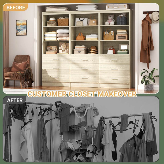 23.6" Wooden Closet Drawers System with 3 Wooden Drawers, Set of 3