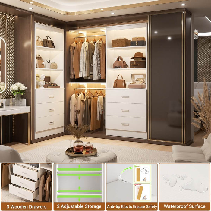 23.6" Wooden Closet Drawers System, with 3 Wooden Drawers