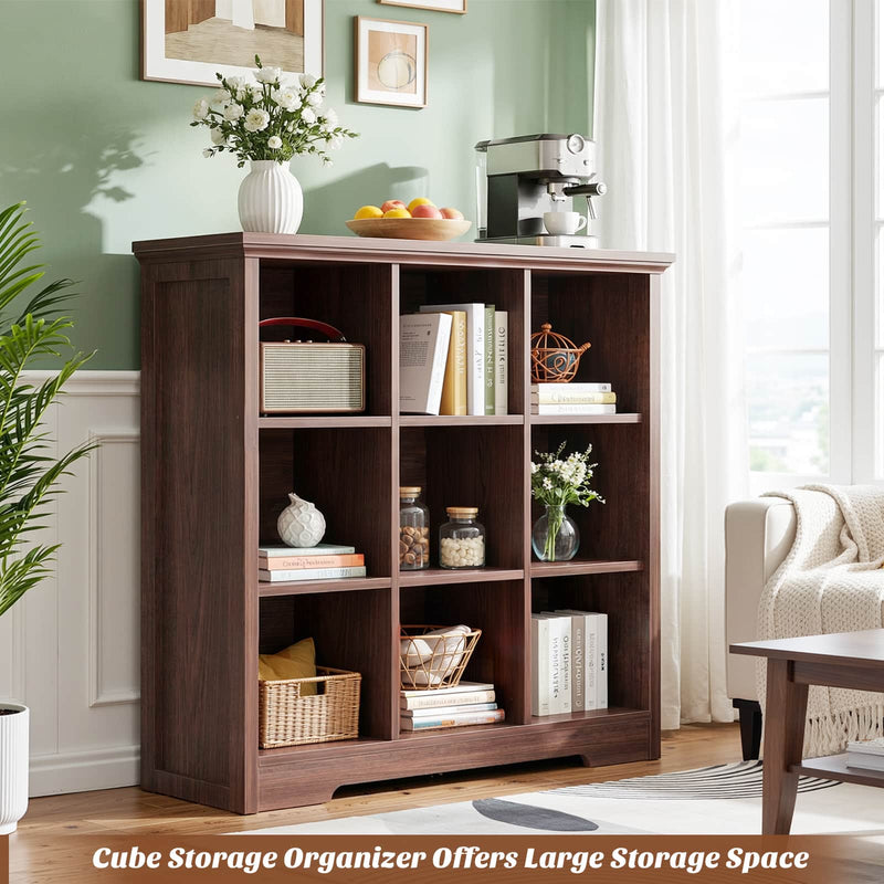 9 Cube Organizer Bookcase with Charging Station and Shelves