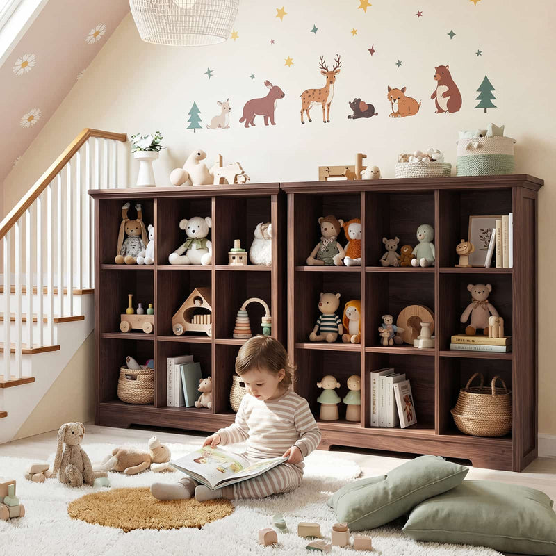 9 Cube Organizer Bookcase with Charging Station and Shelves