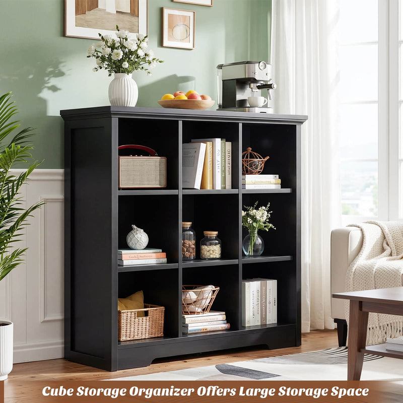 9 Cube Organizer Bookcase with Charging Station and Shelves