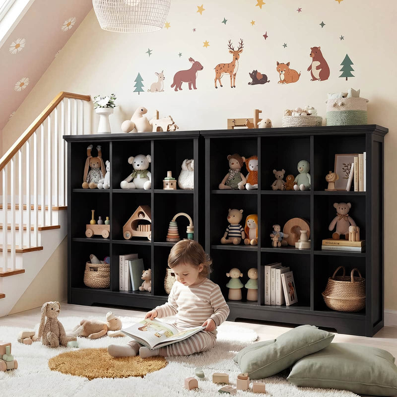 9 Cube Organizer Bookcase with Charging Station and Shelves