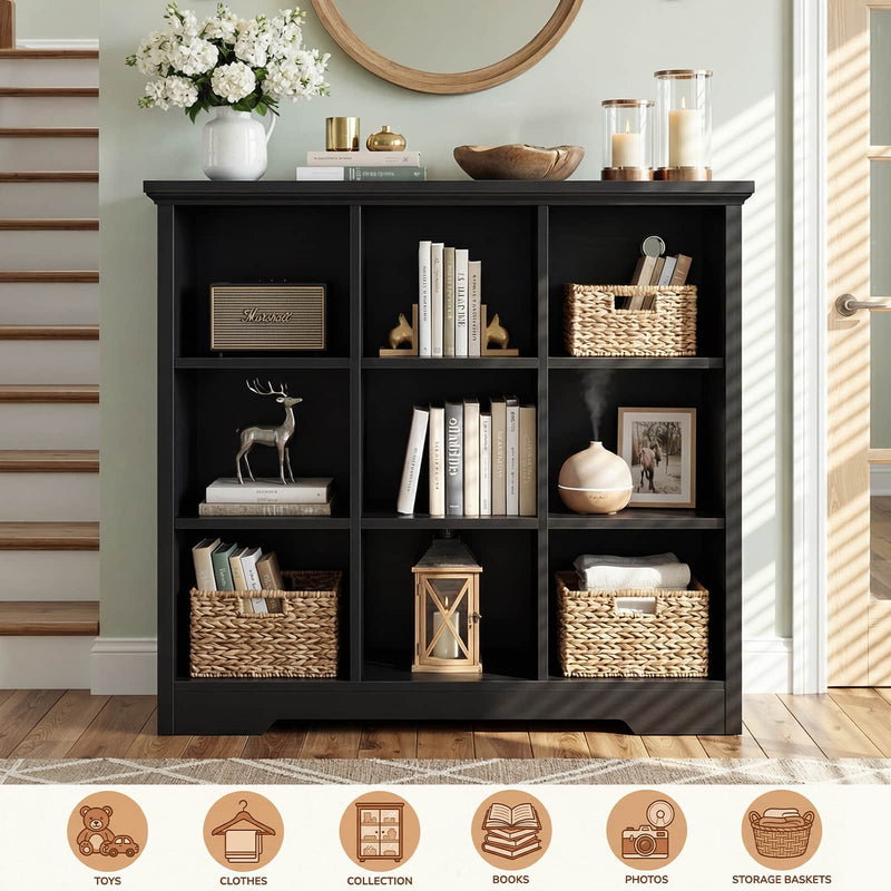 9 Cube Organizer Bookcase with Charging Station and Shelves