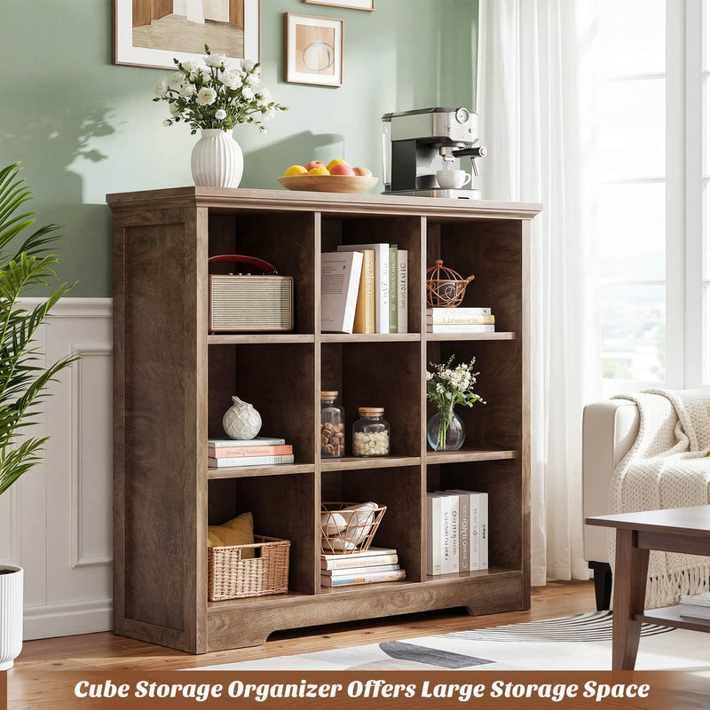 9 Cube Organizer Bookcase with Charging Station and Shelves