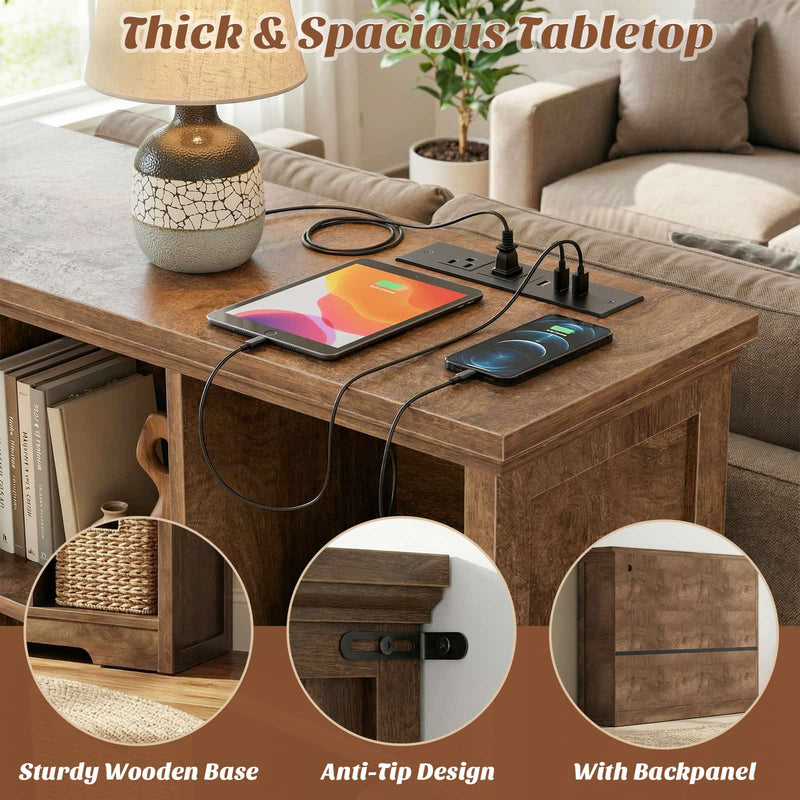 9 Cube Organizer Bookcase with Charging Station and Shelves