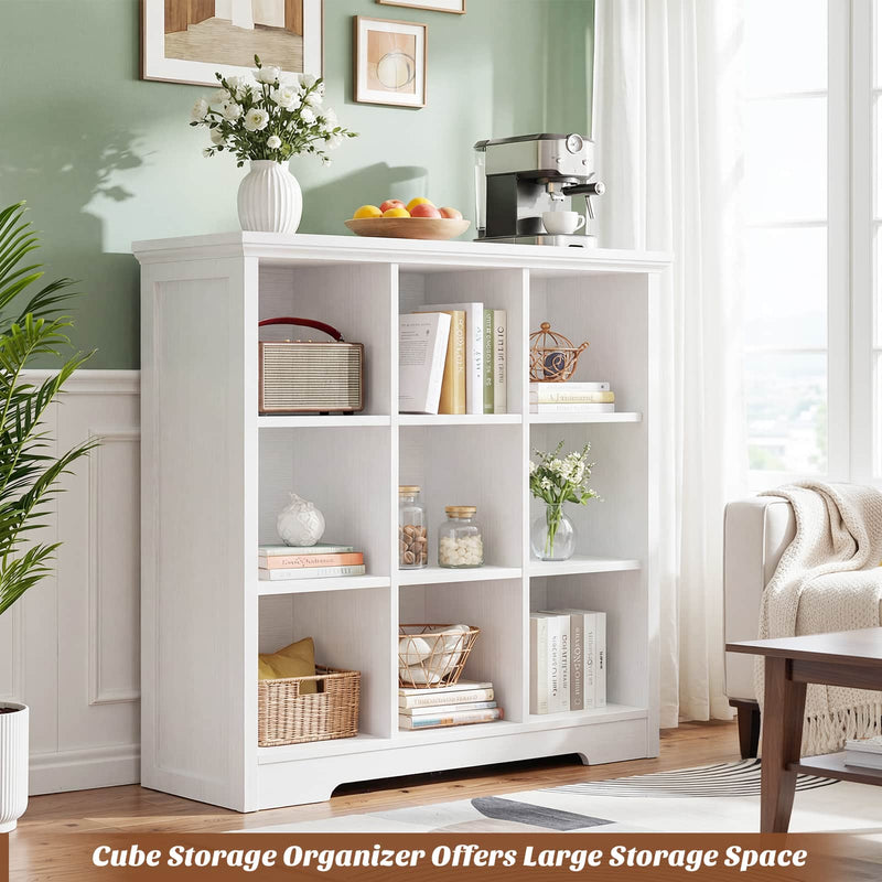 9 Cube Organizer Bookcase with Charging Station and Shelves