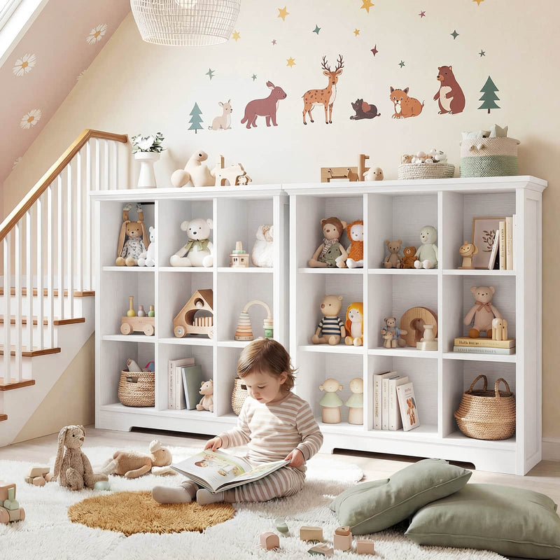 9 Cube Organizer Bookcase with Charging Station and Shelves
