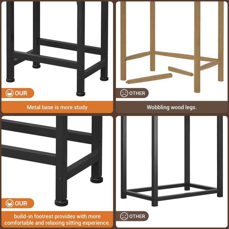 Bar Stools, 24 Inch Counter Height Stools Saddle Stool, 350 LBS Capacity