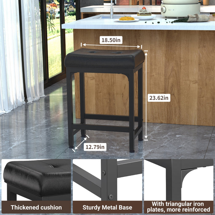 Bar Stools, 24 Inch Counter Height Stools Saddle Stool, 350 LBS Capacity