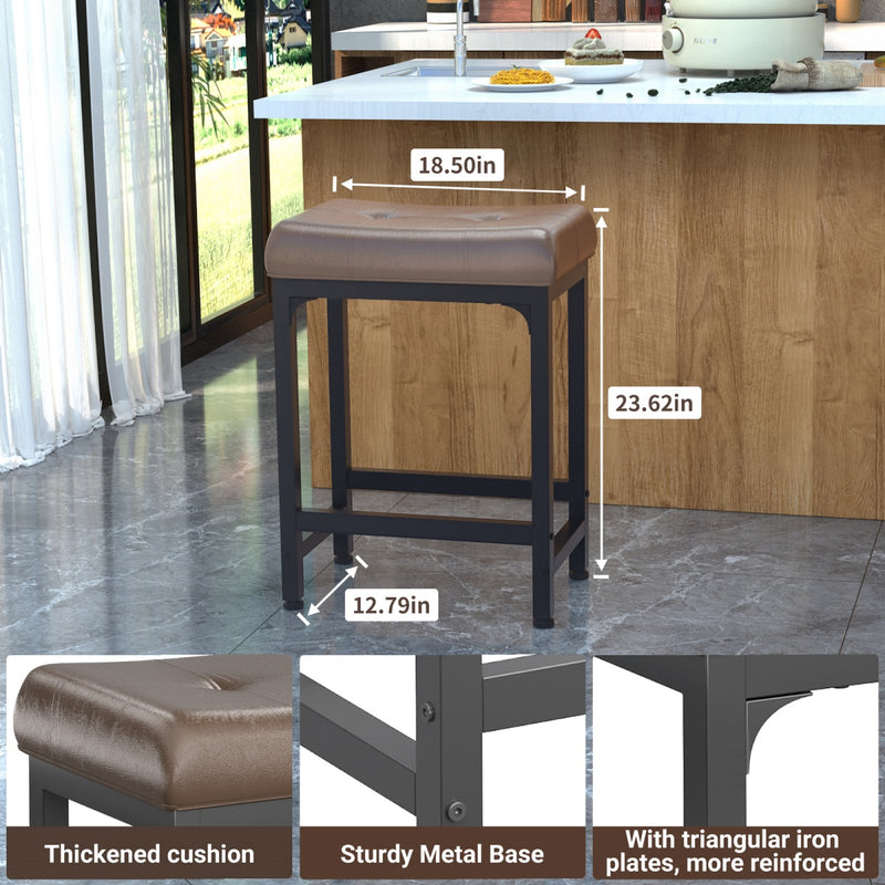 Bar Stools, 24 Inch Counter Height Stools Saddle Stool, 350 LBS Capacity