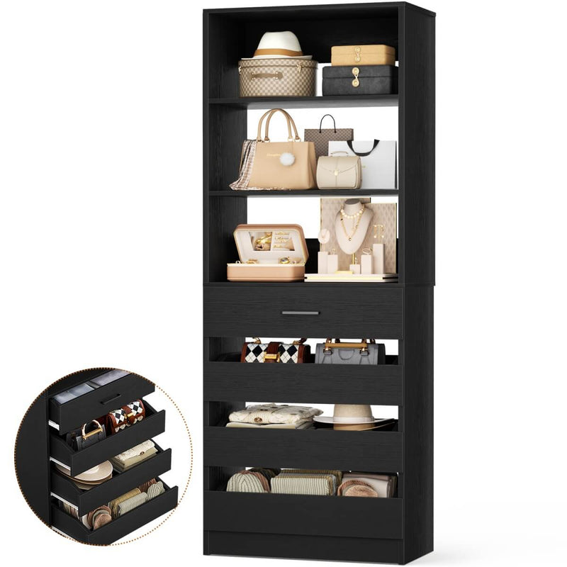 80'' High Walk in Closet Organizer System with 4 Drawers