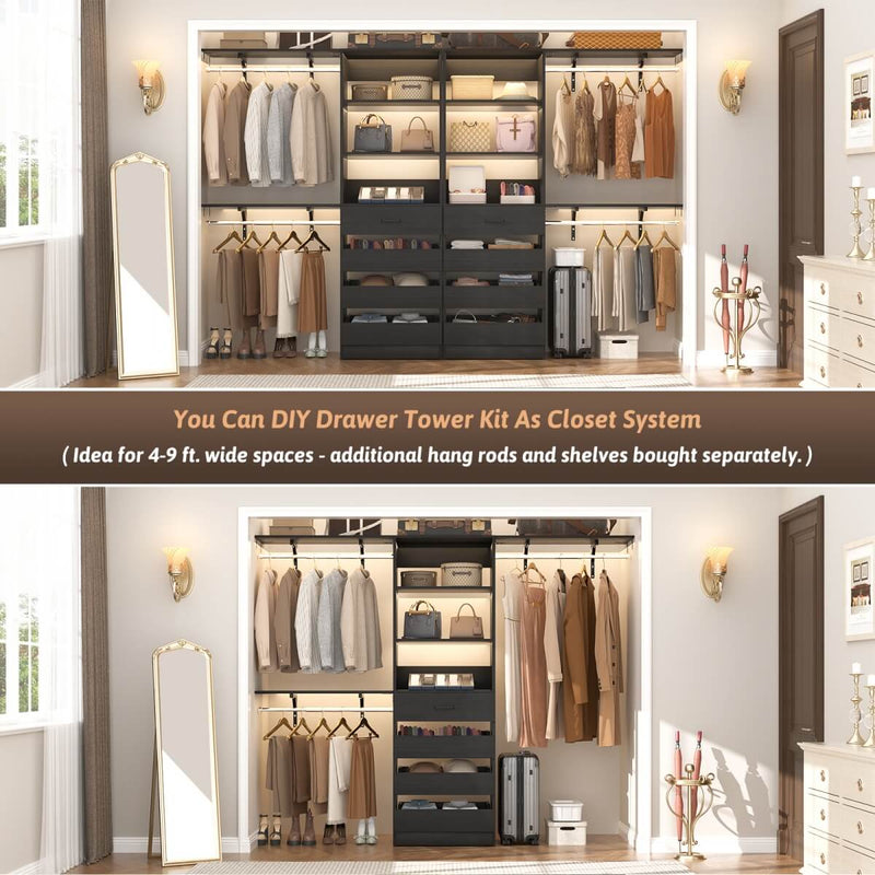 80'' High Walk in Closet Organizer System with 4 Drawers