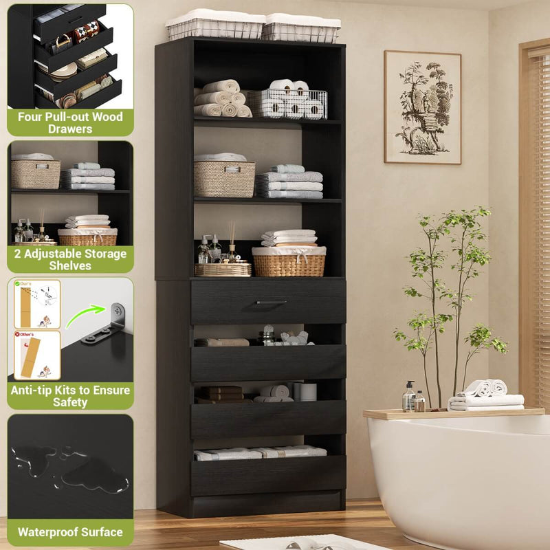 80'' High Walk in Closet Organizer System with 4 Drawers
