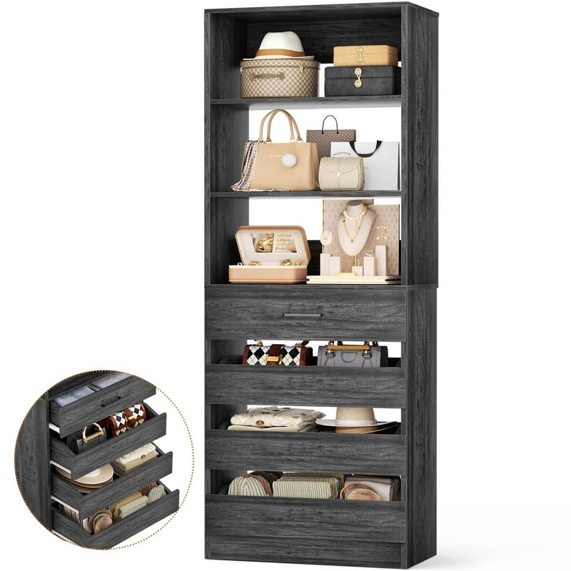 80'' High Walk in Closet Organizer System with 4 Drawers