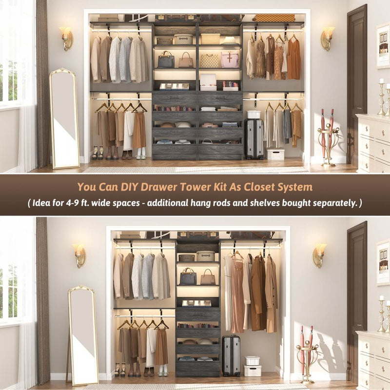 80'' High Walk in Closet Organizer System with 4 Drawers