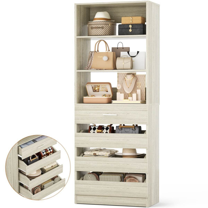 80'' High Walk in Closet Organizer System with 4 Drawers