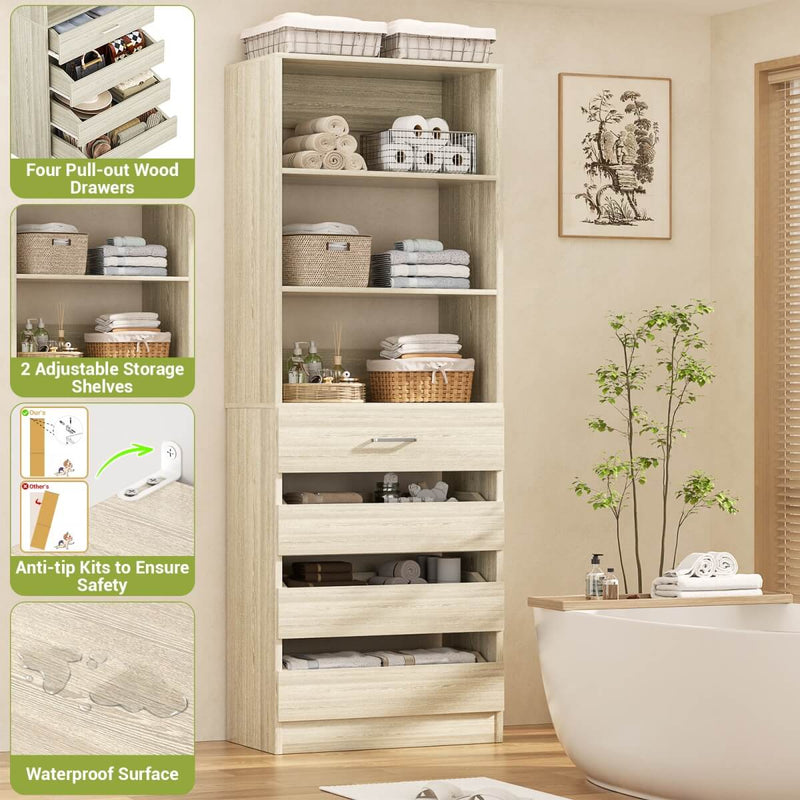 80'' High Walk in Closet Organizer System with 4 Drawers