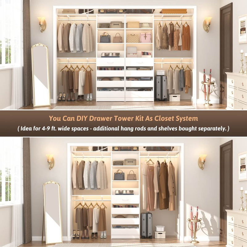80'' High Walk in Closet Organizer System with 4 Drawers