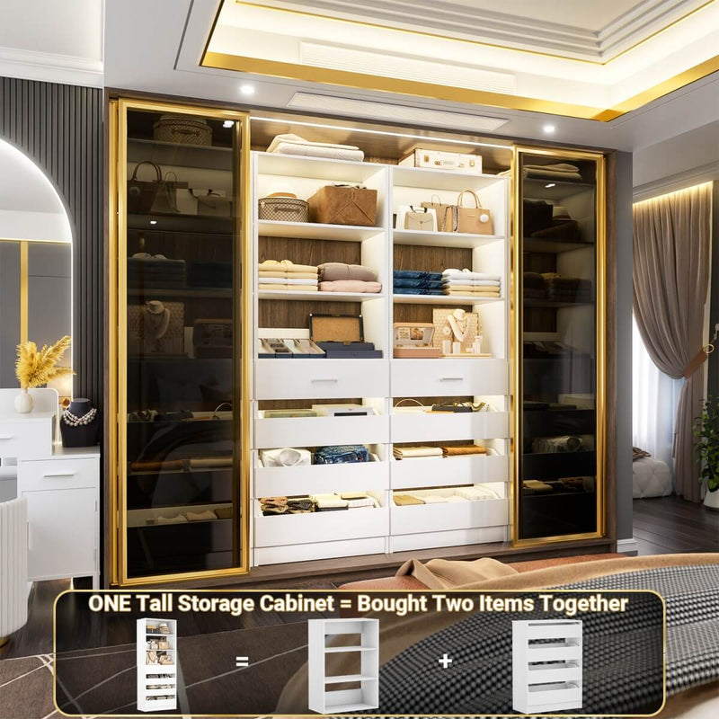 80'' High Walk in Closet Organizer System with 4 Drawers