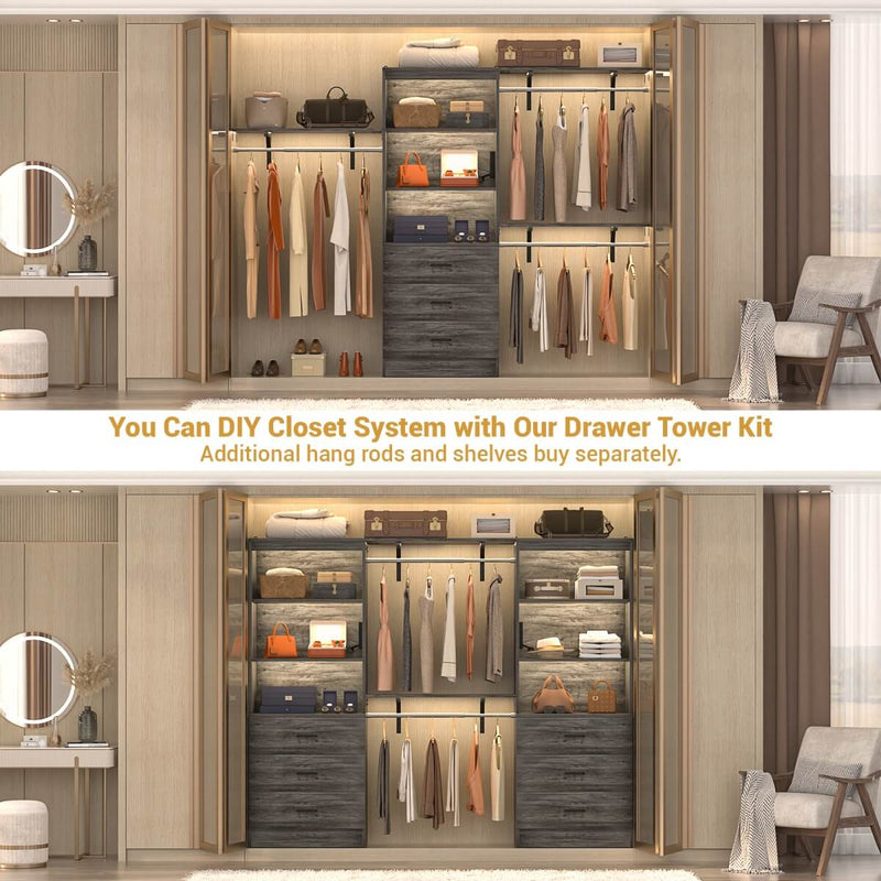 Floor Standing Bookcase with Power Outlets & 3 Drawers, 23.6''L x 71''H x 13.8''W