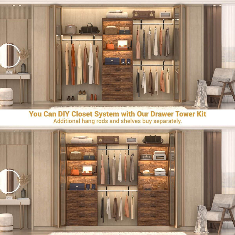 Floor Standing Bookcase with Power Outlets & 3 Drawers, 23.6''L x 71''H x 13.8''W