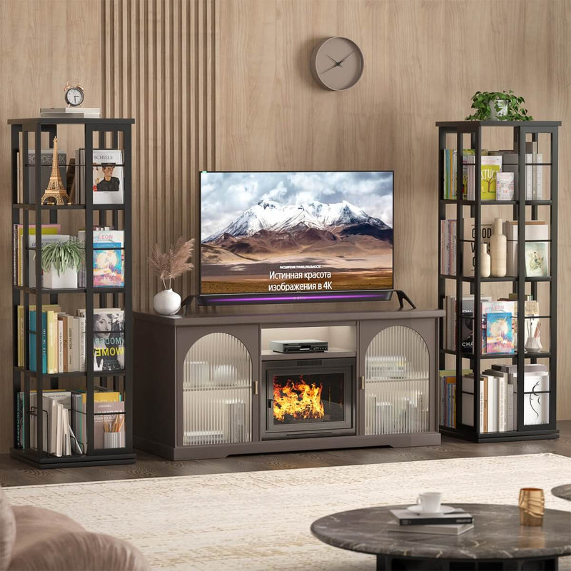 4-Tier Rotating Bookshelf, 360 Display Wood Spinning Bookshelf for Home & Office