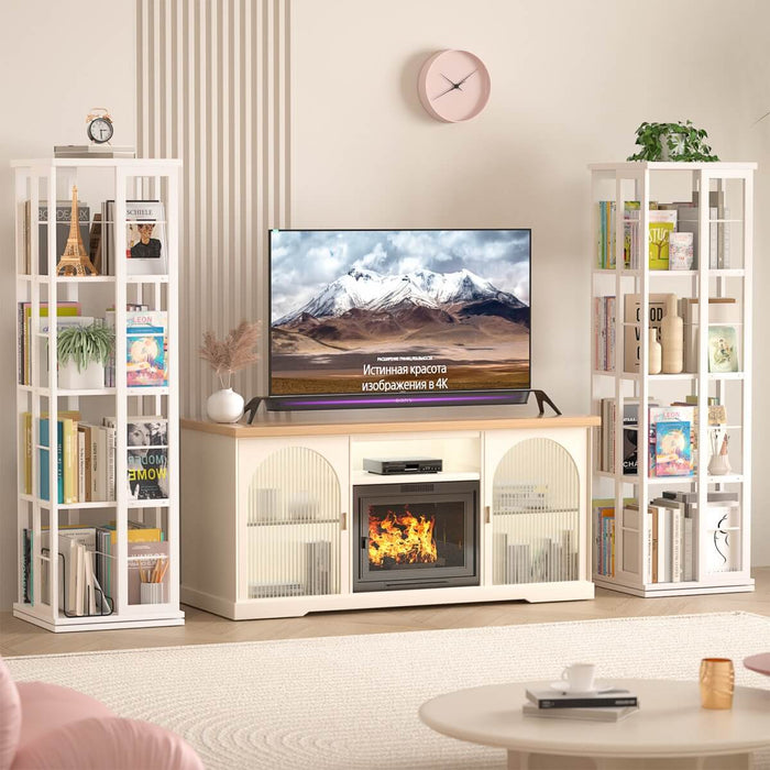 4-Tier Rotating Bookshelf, 360 Display Wood Spinning Bookshelf for Home & Office