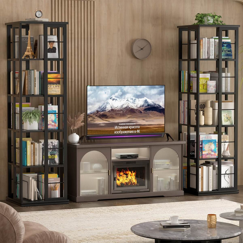 5-Tier Rotating Bookshelf, 360 Display Wood Spinning Bookshelves