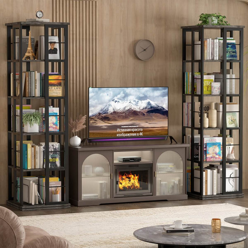 5-Tier Rotating Bookshelf, 360 Display Wood Spinning Bookshelves