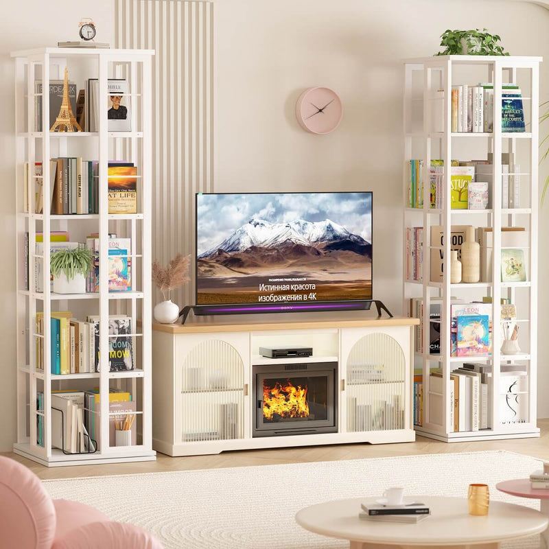 5-Tier Rotating Bookshelf, 360 Display Wood Spinning Bookshelves