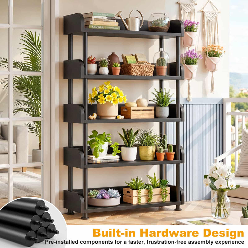 31.5" Width 5-Tier Modern Tall Open Bookshelf
