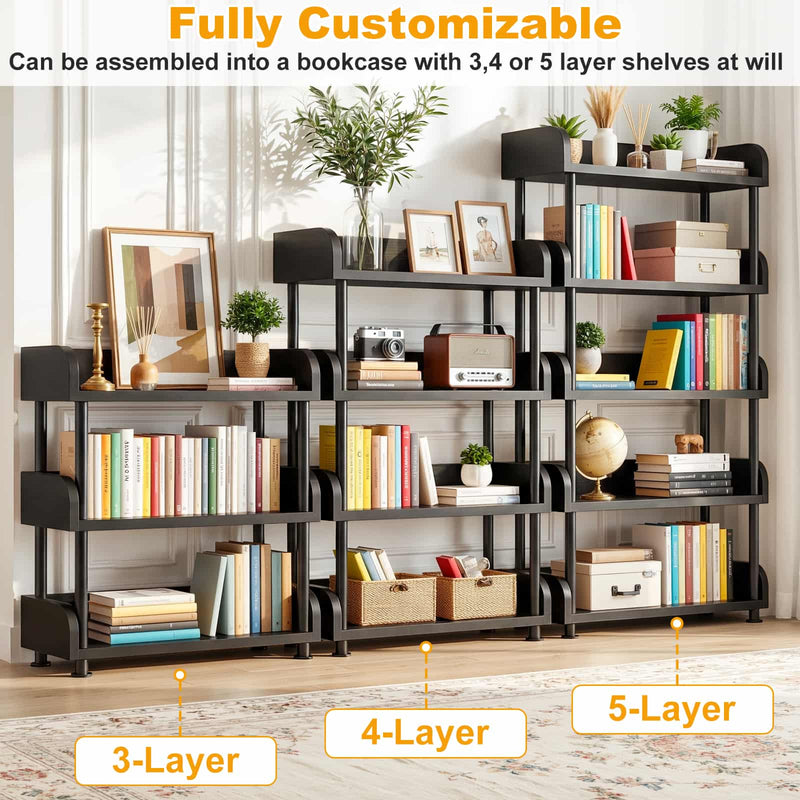 31.5" Width 5-Tier Modern Tall Open Bookshelf