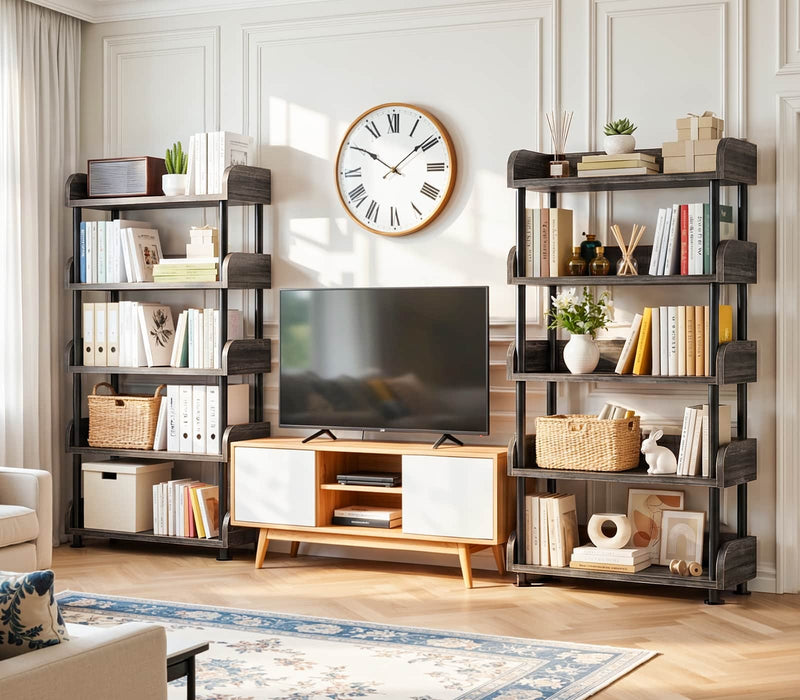 31.5" Width 5-Tier Modern Tall Open Bookshelf