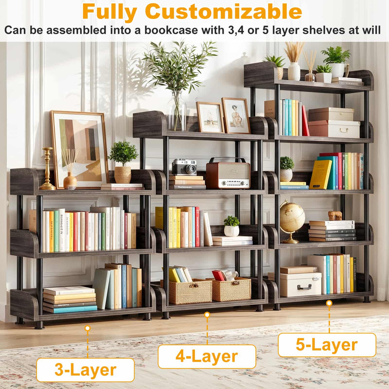 31.5" Width 5-Tier Modern Tall Open Bookshelf