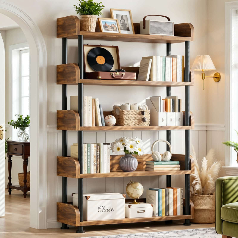 31.5" Width 5-Tier Modern Tall Open Bookshelf
