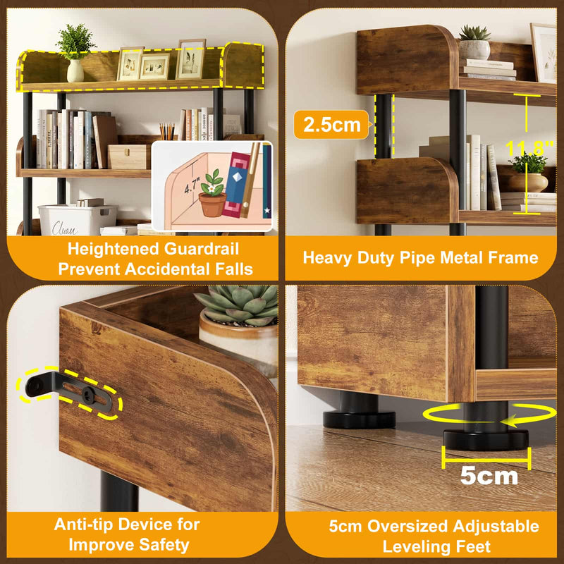 31.5" Width 5-Tier Modern Tall Open Bookshelf