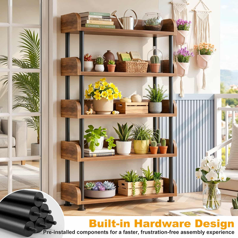 31.5" Width 5-Tier Modern Tall Open Bookshelf